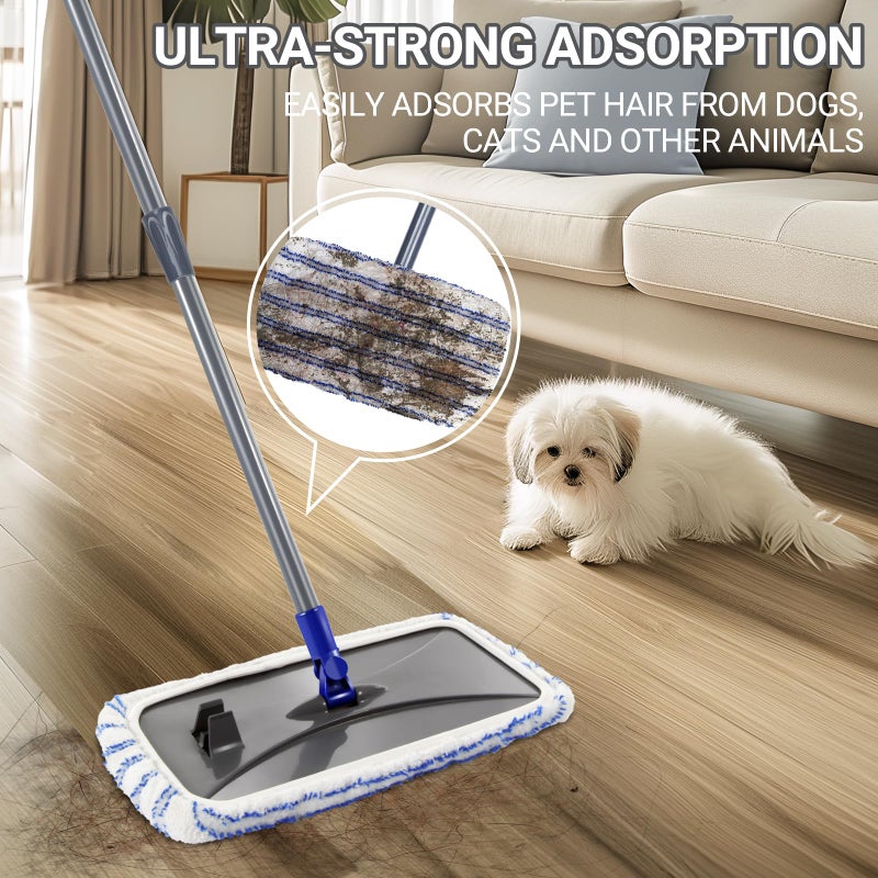 Masthome Extra Large Microfiber Mop for Floor Cleaning, 16â€œ Flat Mop with 5 Pad for Wet & Dry Use, Dust Mop for Hardwood Laminate Tile Ceramic, 1 Cleaning Scraper Included-Blue - Image 3